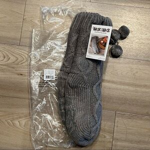 Muk Luks Womens Tall Pom Cabin Socks Size S/M